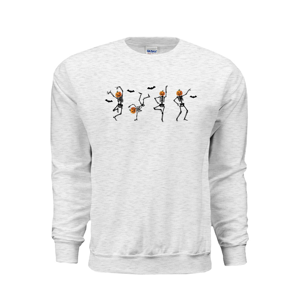Dancing skeleton pumpkin head Halloween graphic shirt and crewneck for spooky season