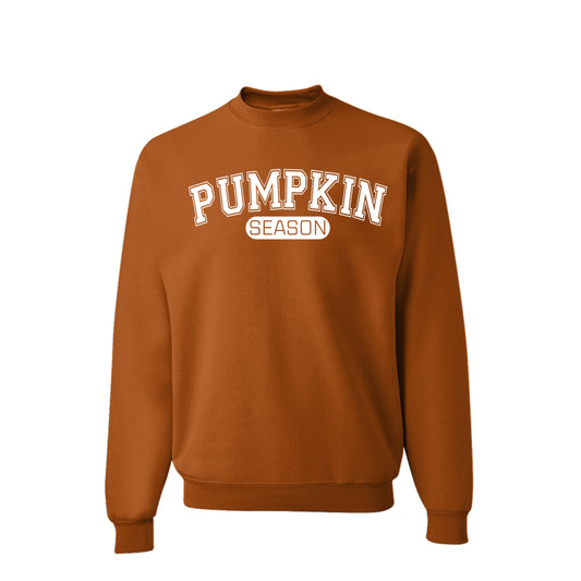 Pumpkin Season fall graphic crewneck sweatshirt in orange for autumn and Halloween season