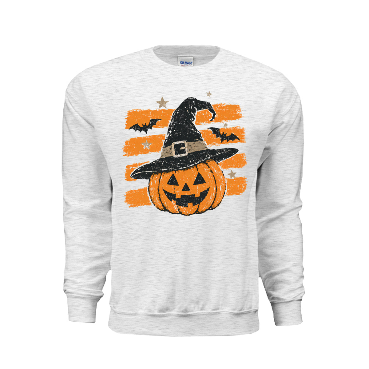 Pumpkin witch Halloween graphic shirt and crewneck with jack-o-lantern and witch hat design