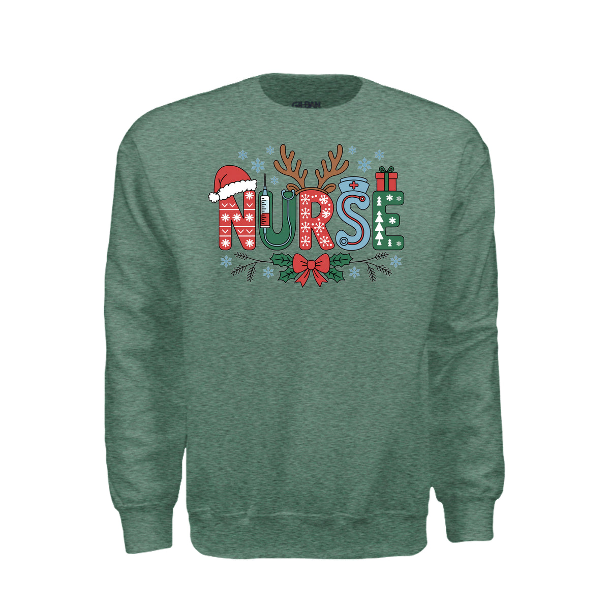 Nurse Christmas graphic shirt and crewneck for healthcare workers and holiday shifts