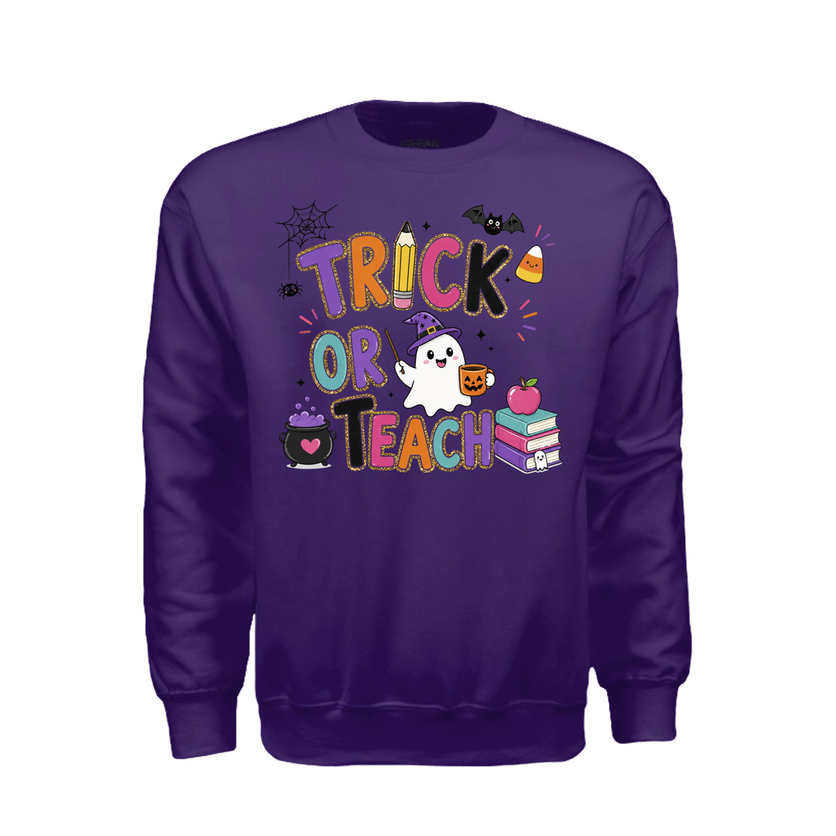 Trick or Teach Halloween teacher graphic shirt and crewneck