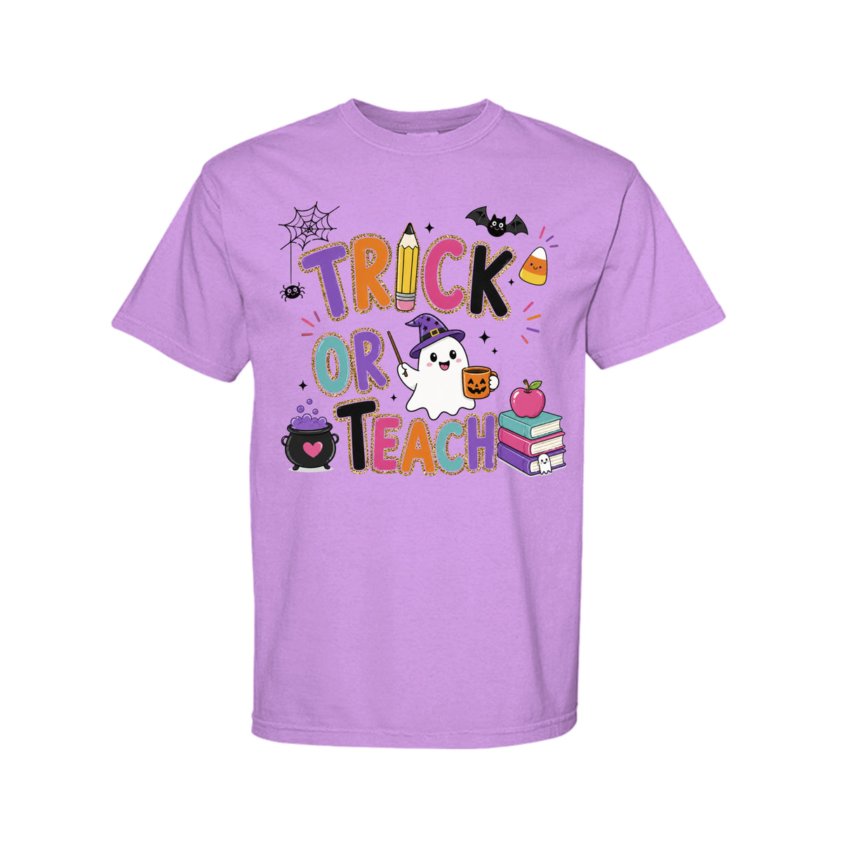 Trick or Teach Halloween teacher graphic shirt and crewneck