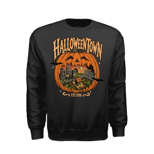 Halloweentown Halloween graphic shirt and crewneck with spooky pumpkin town design
